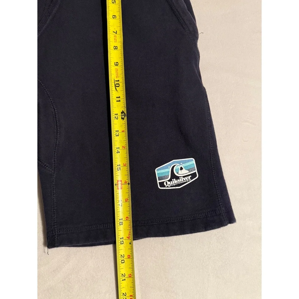 Quiksilver Mens Navy Blue Fleece Sweat Shorts Logo Patch Size Small